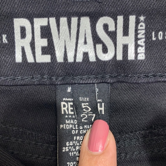 REWASH Mini Skirt Size 5/27 Black Distressed Denim Raw Hem “Vintage Reunion” NWT - Picture 4 of 11